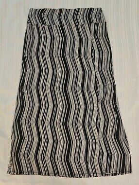 Apt 9 Skirt - Maxi Black White Geometric Elastic Waist - Size L Large